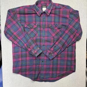 Codet VTG Men's 100% American Cotton Flannel 2XLT Tall Shirt Pink Button Shacket